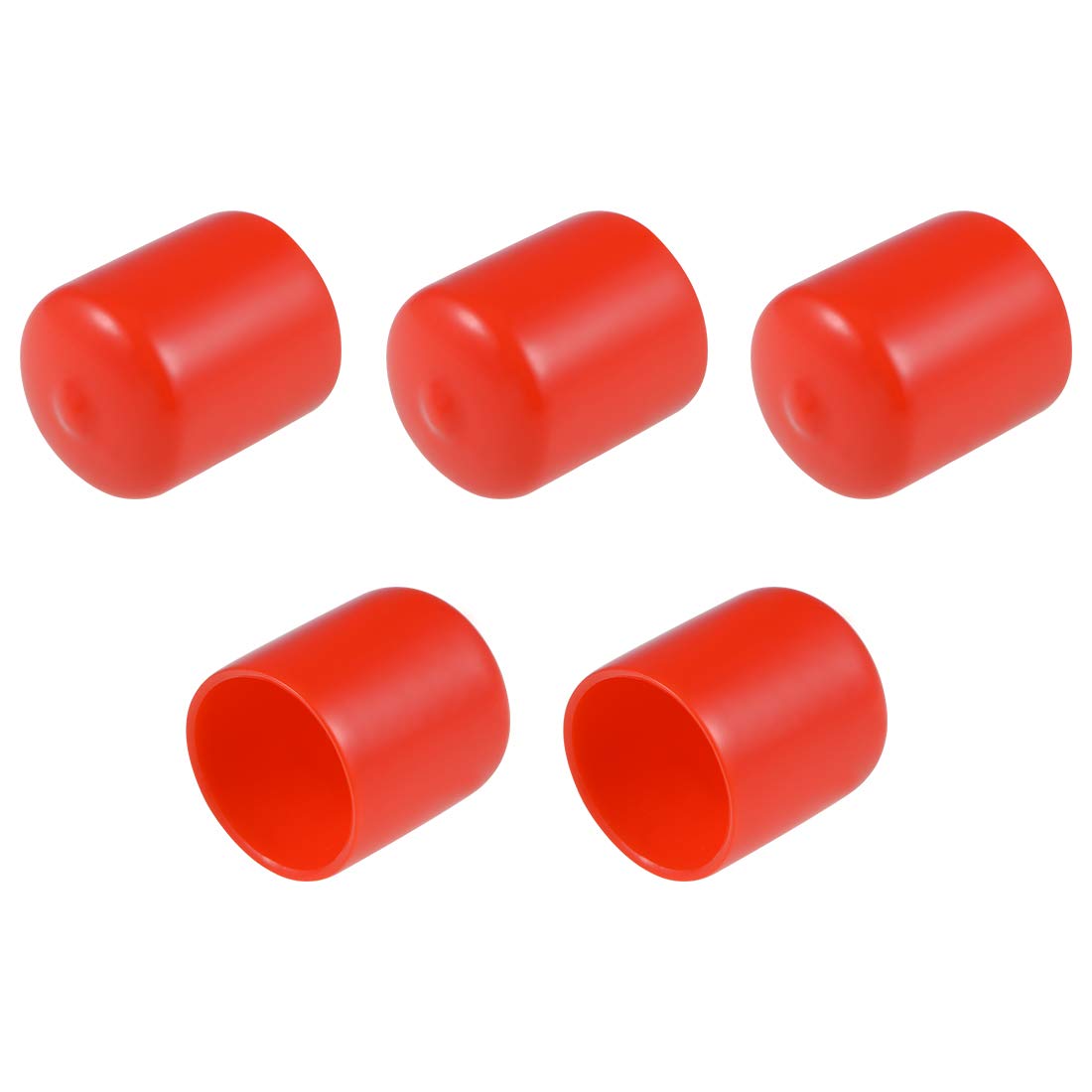sourcing map 5pcs Rubber End Caps 27mm ID Vinyl Round Tube Bolt Cap Cover Thread Protectors Red