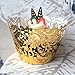 Pixnor 50pcs Cupcake Wrappers Wraps Cases Wedding Birthday Decorations Golden