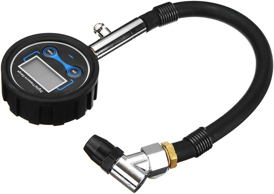 ManTou01 Digital Tire Inflator Pressure Gauge, 0-200PSI Heavy Duty Air Chuck Compressor Accessories with Rubber Hose Quick Connect Plug for Auto, Truck, Bike, Motorcycle