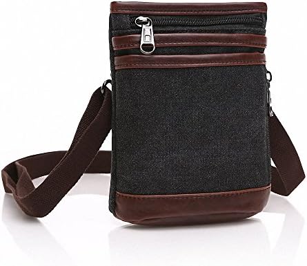 Mestart Canvas Shoulder Bag Messenger Bag Purse Wallet Waist Pack Pocket Black