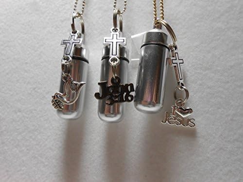 Three Piece Silver Cremation Urn Keepsake/keychains - Connection Crosses with Peace Dove/I Love Jesus/John 3:16 Set - Includes 2 Velvet Pouches &amp; Fill Kit