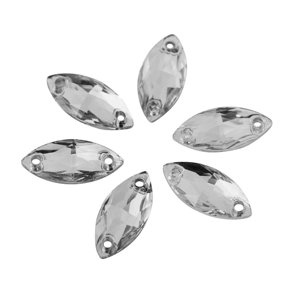 Crystal Rhinestones 200Pcs, AB Clear Resin Flatback with Holes Sew On Rhinestones for Jewelry Making Clothing Decor Clothing Decor Shoe Embellishment