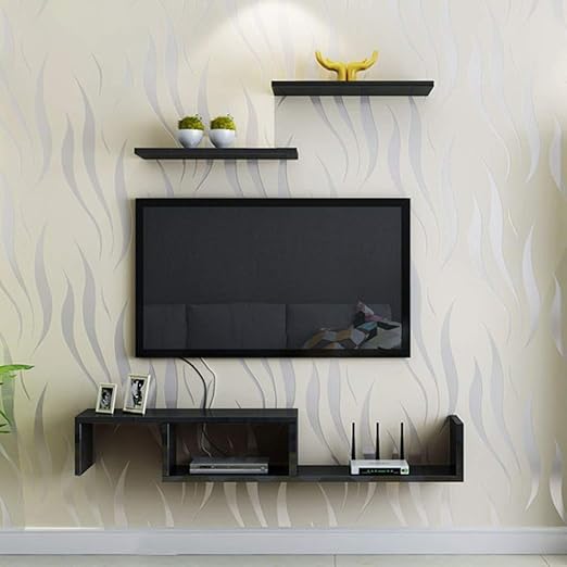 Gxxvip Lockers Sala De Estar Del Dormitorio Pared De Castano Estante Tapiz Particion De Palabras Fondo De Tv Decoracion De La Pared Estante Estante De Pared Decodificador Color Black Amazon Es Hogar