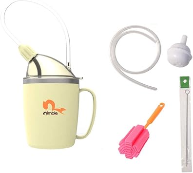 Trinkbecher Fur Erwachsene Trinkbecher Mit Strohhalm Fur Behinderte Patienten Mutterschaftsgetrank Wasserbrei Suppe Trinkhilfen Auslaufsicher 350 Ml Amazon De Drogerie Korperpflege