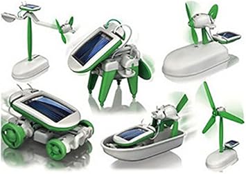 Angel Impex 6 in 1 Educational Solar Kit for Kids Exploring Solar Energy by Way of Science to Build 6 Different Models (Green /White)