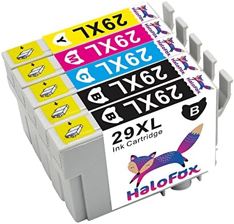 HaloFox 5 Ink Cartridges Combo for Epson 29XL High Yield Black/Magenta / Cyan/Yellow Compatible for Expression Home XP-235 XP-335 XP-445 XP-442 XP-435 XP-432 XP-345 XP-342 XP-332 XP-247 XP-245