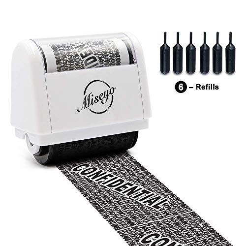 Miseyo Identity Theft Protection Roller Stamp Set - White - (Incleded 6 Refill Ink)