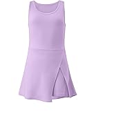 Little Girls Golf Tennis Sports Round Neck Sleeveless Athletic Active Dress with Safety Shorts and Pockets