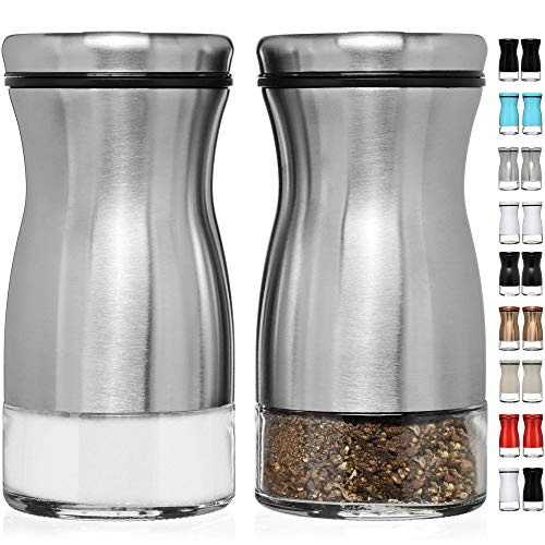 CHEFVANTAGE Salt and Pepper Shakers Set with Adjustable Pour Holes