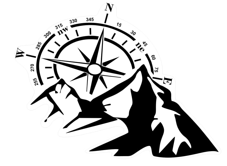Generic Nautical or Outdoor Compass Sticker, Red, Navigational, Waterproof, Matte, Rectangular, 19 cm x 14 cm, For Outdoor and Indoor Use, Wall, Decorative