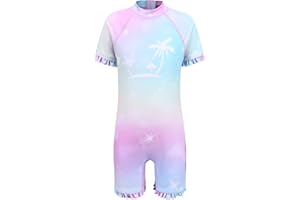 LOLLISY Boys One Piece Rash Guard Swimsuits Short Sleeve Swim Shirt for Kids UPF 50+ Sun Protection Bathing Suits 3-16 Years