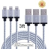 Bestfy(TM) 3Pack 3FT Nylon Braided 8pin to USB Sync Data and Charging Cable Cord with Alumnium Heads for iPhone 6/6 Plus/6s/6s Plus, iPhone 5 5c 5s, iPad 4 Mini Air iPod Nano 7 iPod Touch 5 (white)