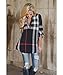 Mansy Women's Casual 2/3 Sleeve V-Neck Plaid shirts Pullover Top Black Medium