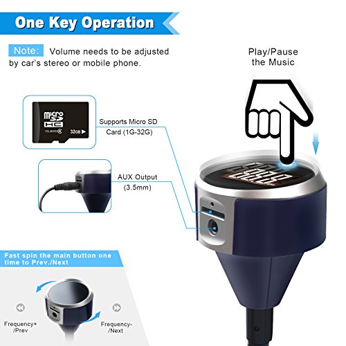 image for ZIPOUTE Bluetooth FM Transmitter for Car, V4.2 Wireless Radio Adapter 
