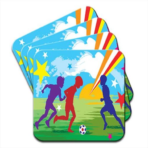 Silhouette Di Bambini Che Giocano A Calcio Con Stelle Sun