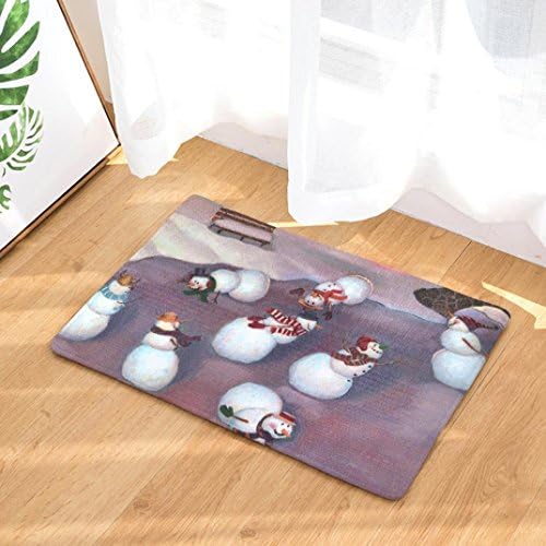 Vacally Home Non Slip Door Floor Mats Hall Snowman Rugs Kitchen Bathroom Carpet Decor Christmas Decorations Perfect Plush Mats for Dining Room, Bedroom