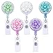 Soleebee Retractable Crystal Rhinestones ID Badge Reels/Badge Holder with 360° Swivel Alligator Clip 24 inch Retractable Cord 5 Pack (Sakura)
