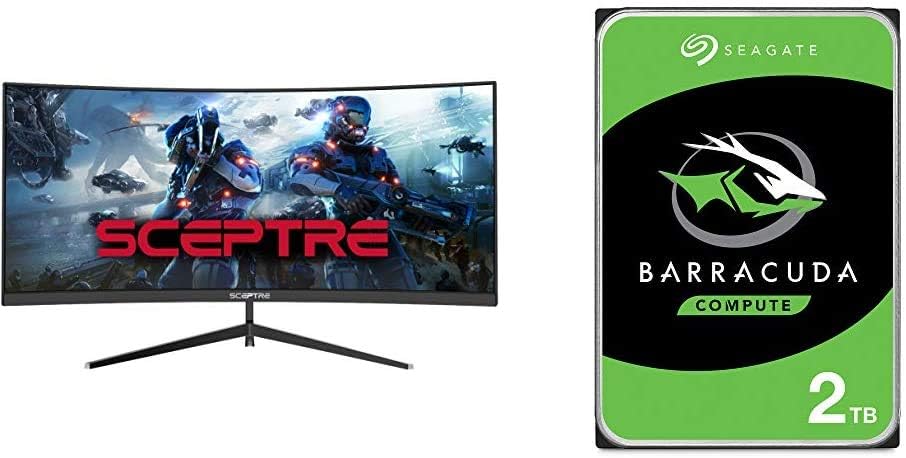 Sceptre 30-inch Curved Gaming Monitor 21:9 2560x1080 Ultra Wide Ultra Slim HDMI DisplayPort up to 200Hz Build-in Speakers, Metal Black (C305B-200UN): Computers & Accessories