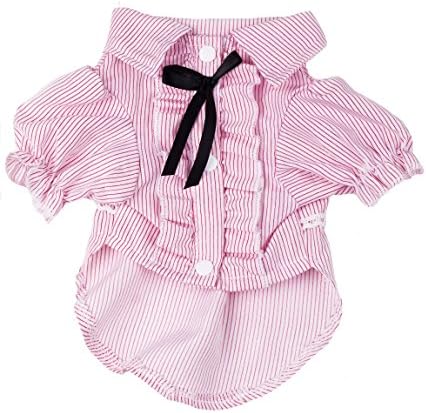 Dog Shirts Lightweight Polo Tshirts Summer Clothes | Pet Puppy Stripe Clothing Pink Size L