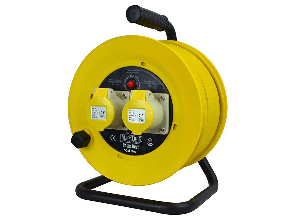 Faithfull CR50ML Cable Reel Open Frame 50 Metre 16 Amp (110 Volt)