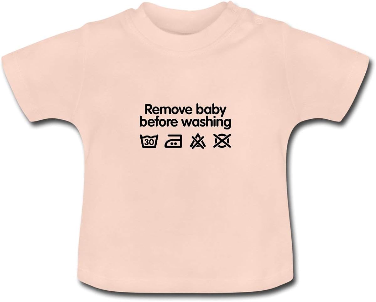 Spreadshirt Remove Baby Before Washing Baby TShirt Amazon.co.uk Clothing