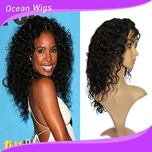 Quercy Hair Deep Wave Lace Front Wigs-Glueless Indian Remy Human Hair Natural Deep Wave Lace Wigs with Baby Hair for Black Women (18inch)
