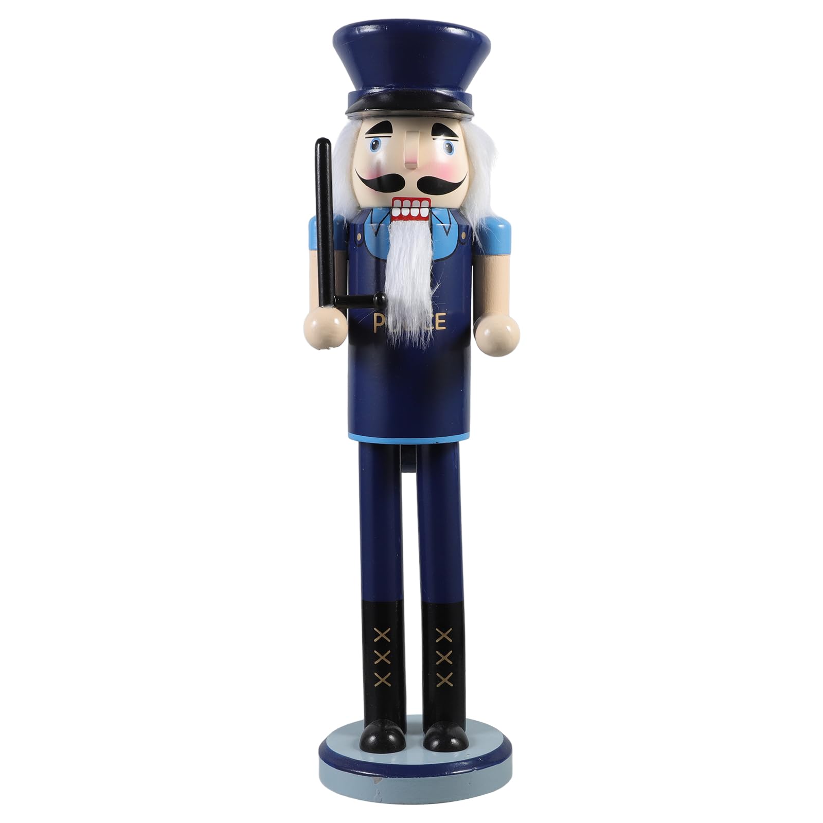 Garneck Christmas Policeman Nutcracker Figure Decor, 15 Inch Wooden Nutcracker Ornaments Puppet for Xmas Holiday Table Decor