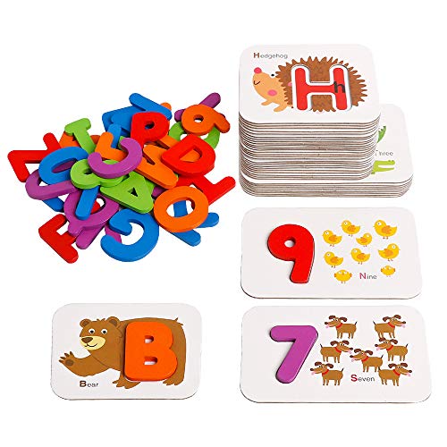 Kizh Wooden Reading Blocks Sight Words Flash Cards Spelling Games Short ...