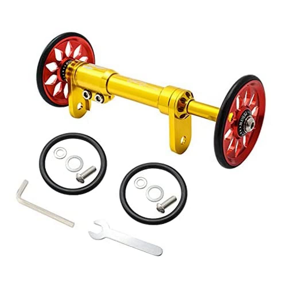 Wheel Extender for BROMPTON Eazy Wheels Extension Rod GOLD / RED (Extender + 2 easy wheels)