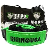 RHINO USA Recovery Tow Strap 3" x 20ft - Lab Tested 31,518lb Break Strength - Heavy Duty Draw String bag Included - Triple Reinforced Loop End to Ensure Peace of Mind - Emergency Off Road Towing Rope