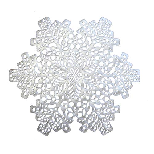 Wintop 16.5" Pressed Vinyl Non-Slip Placemats, Set of 6, Snowflake Silver