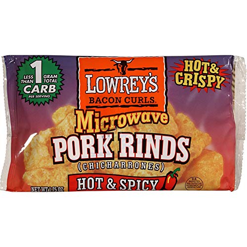 Lowrey's Bacon Curls Microwave Pork Rinds, Hot & Spicy, 1.75 Ounce (Pack of 3)