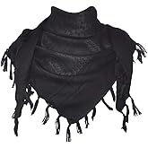 Fine Motto Cotton Tactical Shemagh Desert Keffiyeh Neck Head Cover Scarf with Tassel for Men and Women