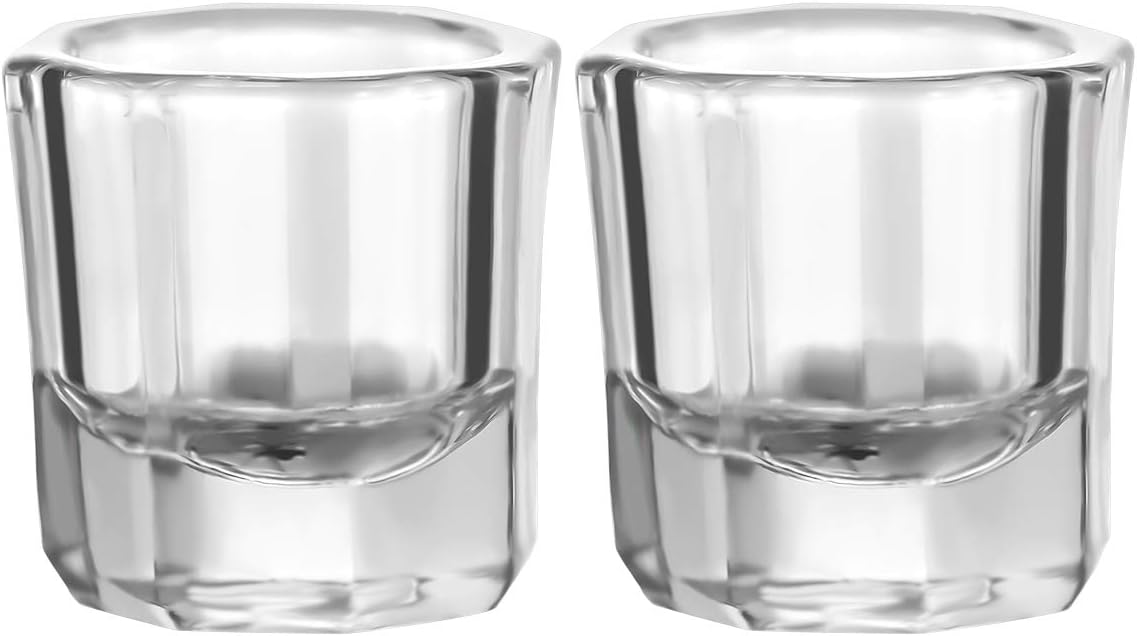 Minkissy 2pcs Acrylic Liquid Pot Glass Crystal Dappen Dish Mixing Tint Bowl Manicure Accessories for Nail Art