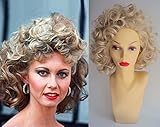 Deluxe Sandy Movie Pink Ladies 1950's Curly Blonde Costume Wig