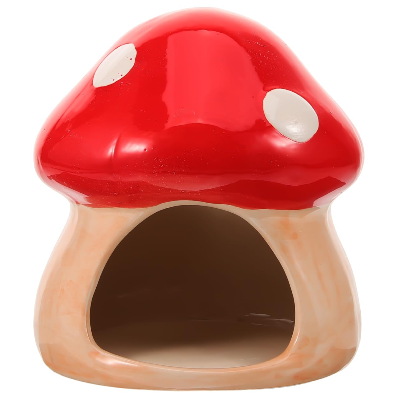 POPETPOP Ceramic Hamster Hideout Mushroom Shape Pet Hideout Hamster House Habitats Cool Bed Small Animals Pet Nest Ceramic Cooling Hideout Hut for All Season Dwarf Hamster Gerbil Mice