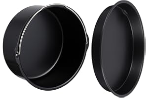 Homoyoyo Air Fryer Accessories Set 7-inch Black Cake Bucket with Handle, round Pizza Pan and Baking Basket