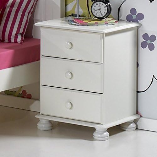 Bedside Table Hathaway Modern Style 3 Drawer (Frame Material: Wood, Assembly Required) (White)