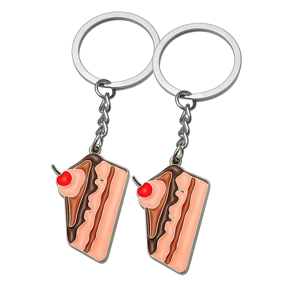 ARFUKA 2pcs Keyring Cake Pendant Keychain Set Metal Key Ring Charm Jewellery Christmas Birthday Gift Keyrings Key Chain Key Ring Holder for Men and Women