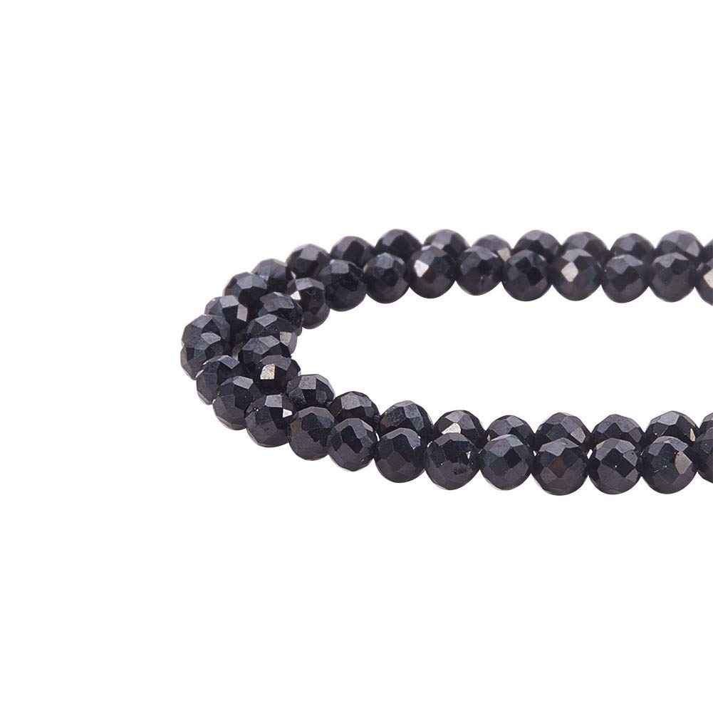 Pandahall Elite 2 Strands 15.5 inch Faceted Natural Black Spinel Round Beads Strands, 2mm, Hole: 0.5mm, about 200pcs/strand