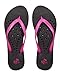 Showaflops Womens' Antimicrobial Shower & Water Sandals for Pool, Beach, Dorm and Gym - Black/Pink Long Heart 7/8