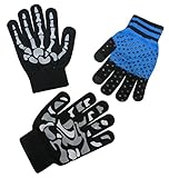 N'Ice Caps Boys Magic Stretch Gloves 3 Pair Pack Assortment (7-14 Years, Black Grey/Black/Black Royal)