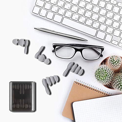 Reusable Silicone Ear Plugs, ONE PIX Waterproof Noise Cancelling Earplugs for Sleeping, Swimming, Concerts, Airplanes and More - 4 Pair Gray