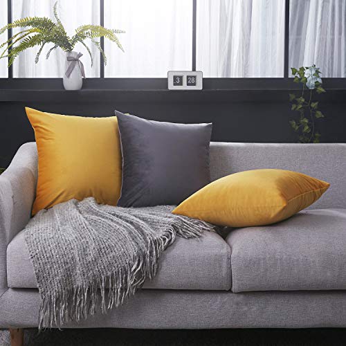 JUSPURBET Velvet Pillow Covers 16x16 Inches,Pack of 2 Throw Pillow Covers for Sofa Couch Bed,Decorative Super Soft Throw Pillow Cases,Gold - Thumbnail 5