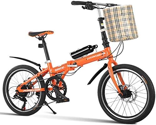 現品 インチ折りたたみ自転車 7スピード軽量ポータブル大人の女性ダブルディスクブレーキ折りたたみ自転車 強化フレーム通勤自転車 オレンジ 黒