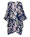 OLRAIN Women's Floral Print Sheer Chiffon Loose Kimono Cardigan Capes