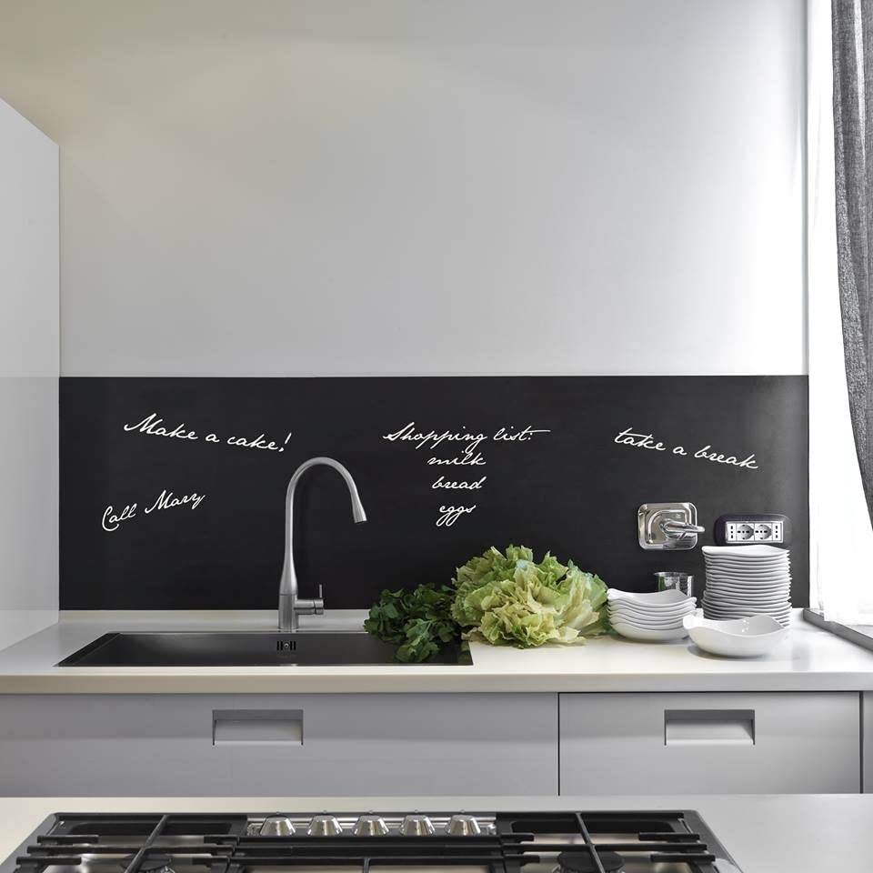 CREARREDA Kitchen Splash Guard Panel Wall Sticker Blackboard 190_x_60_cm 100% Made in Italy with Non-Toxic Ink, Fire Retardant and Water Resistant