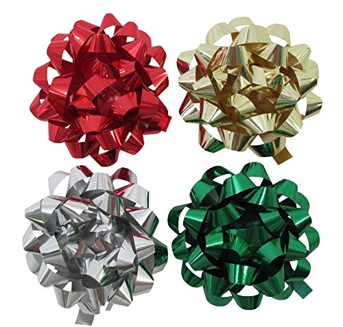 The Gift Wrap Company Adhesive Starburst Bows, 4-Count, Metallic (0725)