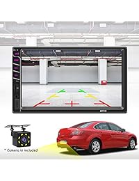 Pantalla táctil de doble Din para coche estéreo con cámara de seguridad con soporte Bluetooth Mirrorlink