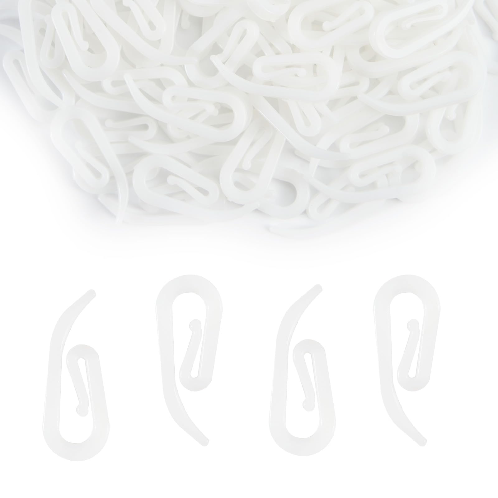 100 Pcs Curtain Hooks for Rails Curtain Hooks Plastic 28 x 12 mm White Clip Holder for Shower Curtain, Curtain, Curtain, Caravan - Home Accessories, DIY